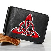Сумки и аксессуары handmade. Livemaster - original item Viking Runes Odin Triskele Leather Money Clip. Handmade.