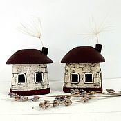 Casket Small rural house (miniature house made of polymer clay)