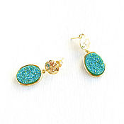 Украшения handmade. Livemaster - original item Turquoise earrings with druze agate 