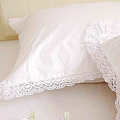 Для дома и интерьера handmade. Livemaster - original item Bed linen with knitted lace 