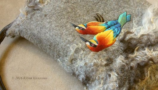 Купить Валяная сумка "Beautiful birds" - серый, войлок, валяная сумка ...