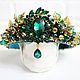 Emerald green and gold Dolce headband crown, Headband, Moscow,  Фото №1