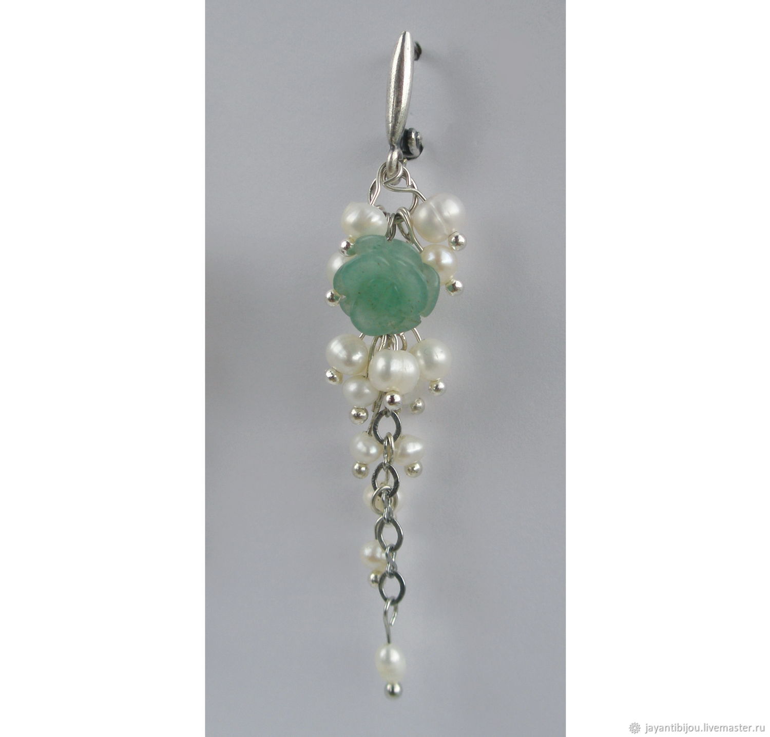 Серьги Нефритовая роза купить в интернет-магазине Ярмарка Мастеров по ...