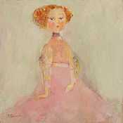 Картина маслом "Девочка в бирюзовом платье."