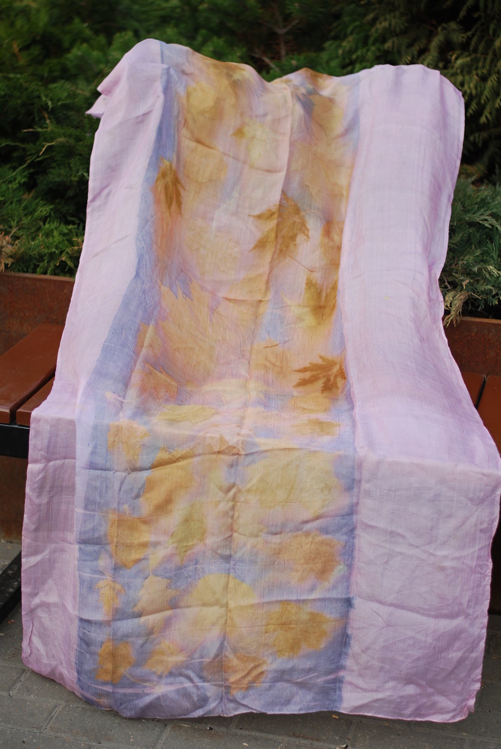Natural Tincture 100% Wool Large Ecoprint Stole