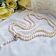 113 cm. White pearl beads with rose, Beads2, Moscow,  Фото №1