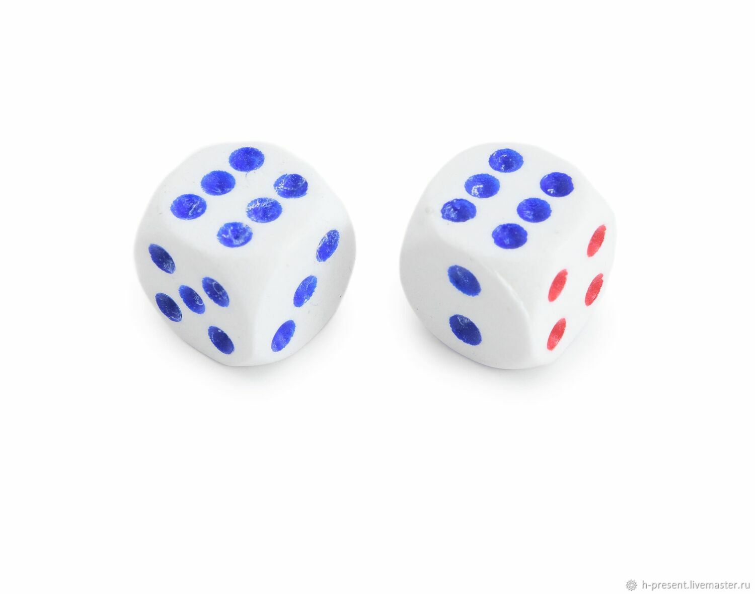 Dice, plastic, white 18 mm (2 pcs), startTime, Chips and dice, St. Petersburg,  Фото №1