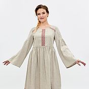 Traditional Russian linen dress Overseas
