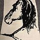 Knitted plaid 'Horse' knitting tattoo style black and white, Blankets, Astrakhan,  Фото №1