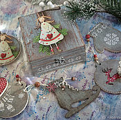 Christmas decorations snow Snowmen set . Decoupage Christmas decorations