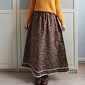 Одежда handmade. Livemaster - original item Patterned skirt made of warm cotton with lace. Handmade.