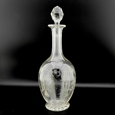 Винтаж ручной работы. Ярмарка Мастеров - ручная работа Винтаж: 01014о Антикварный штоф АНАНАСЫ стекло ручная работа ручная резьба. Handmade.