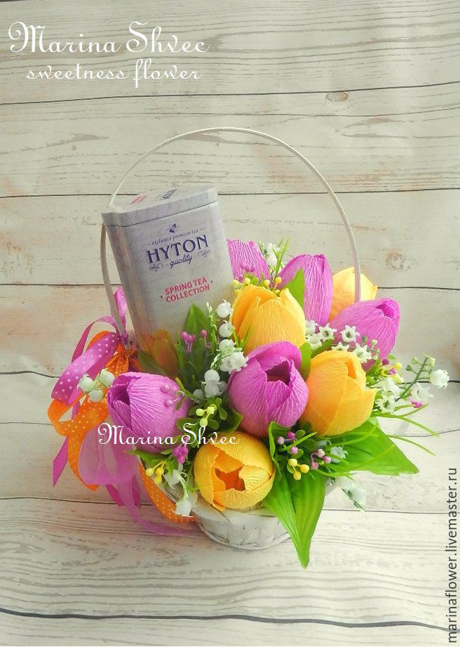 Корзина из конфет и чая 158