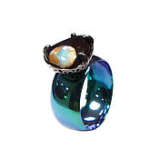 Украшения handmade. Livemaster - original item Enlightenment ring with opal in silver on titanium. Handmade.