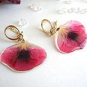 Украшения handmade. Livemaster - original item Earrings with Real Geranium Flowers Pink Gilt 16k. Handmade.