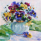 Oil painting flowers Pansies, order a picture cheap, Pictures, Krasnodar,  Фото №1