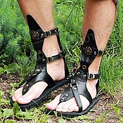 Обувь ручной работы handmade. Livemaster - original item Sandals mens high black full grain leather. Handmade.