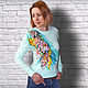Order Mint sweatshirt with a pattern of Lotus lilies, goldfish hand-painted. Koler-art handpainted wear. Livemaster. . Jumpers Фото №3