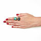 Кольцо с кварцем черное, кольцо зеленое, кольцо два камня, Кольца, Москва,  Фото №1