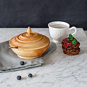 Посуда handmade. Livemaster - original item Wooden cedar sugar bowl for honey, salt, spices K51. Handmade.