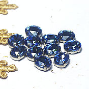 Материалы для творчества ручной работы. Ярмарка Мастеров - ручная работа Rhinestones oval 10/8 mm Blue sapphire in a frame. Handmade.