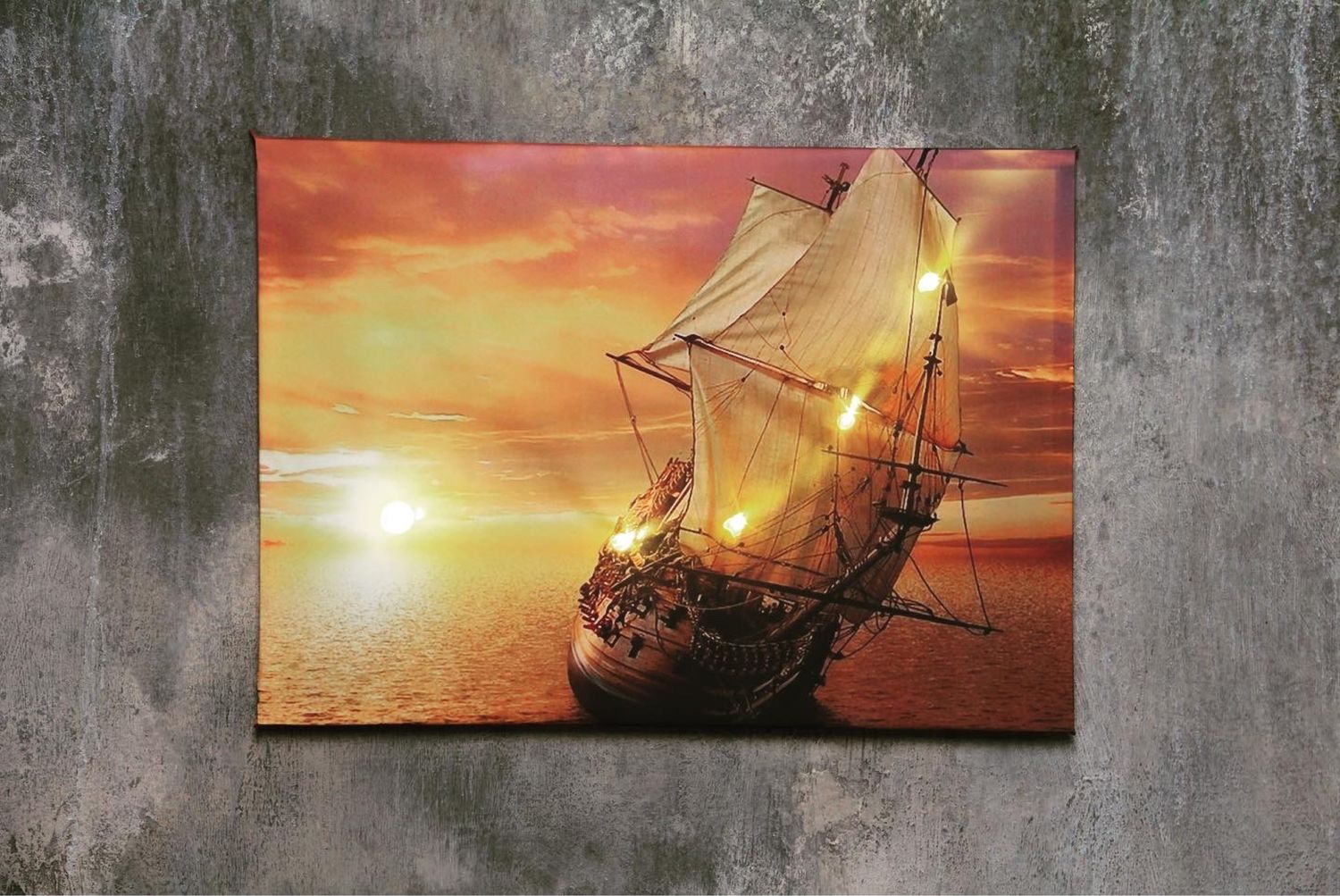 Постер с подсветкой «Корабль на закате» в интернет-магазине на Ярмарке ...