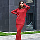 Burgundy suit with a skirt, Suits, Moscow,  Фото №1