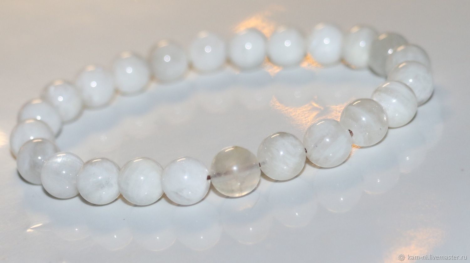 Браслет из бусин: лунный камень адуляр натуральный природный купить в ...