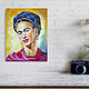 Painting Frida Kahlo Portrait of a girl oil palette knife. Pictures. Yulia Berseneva ColoredCatsArt. My Livemaster. Фото №5