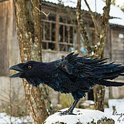 Куклы и игрушки handmade. Livemaster - original item The Black Raven, interior sculpture, felted wool bird. Handmade.