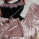Пижама женская бархатная: топ с кружевом, шорты, брюки. 8 цветов, Пижамы, Москва,  Фото №1
