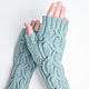 Knitted mitts with braids of merino wool, Mitts, Balahna,  Фото №1