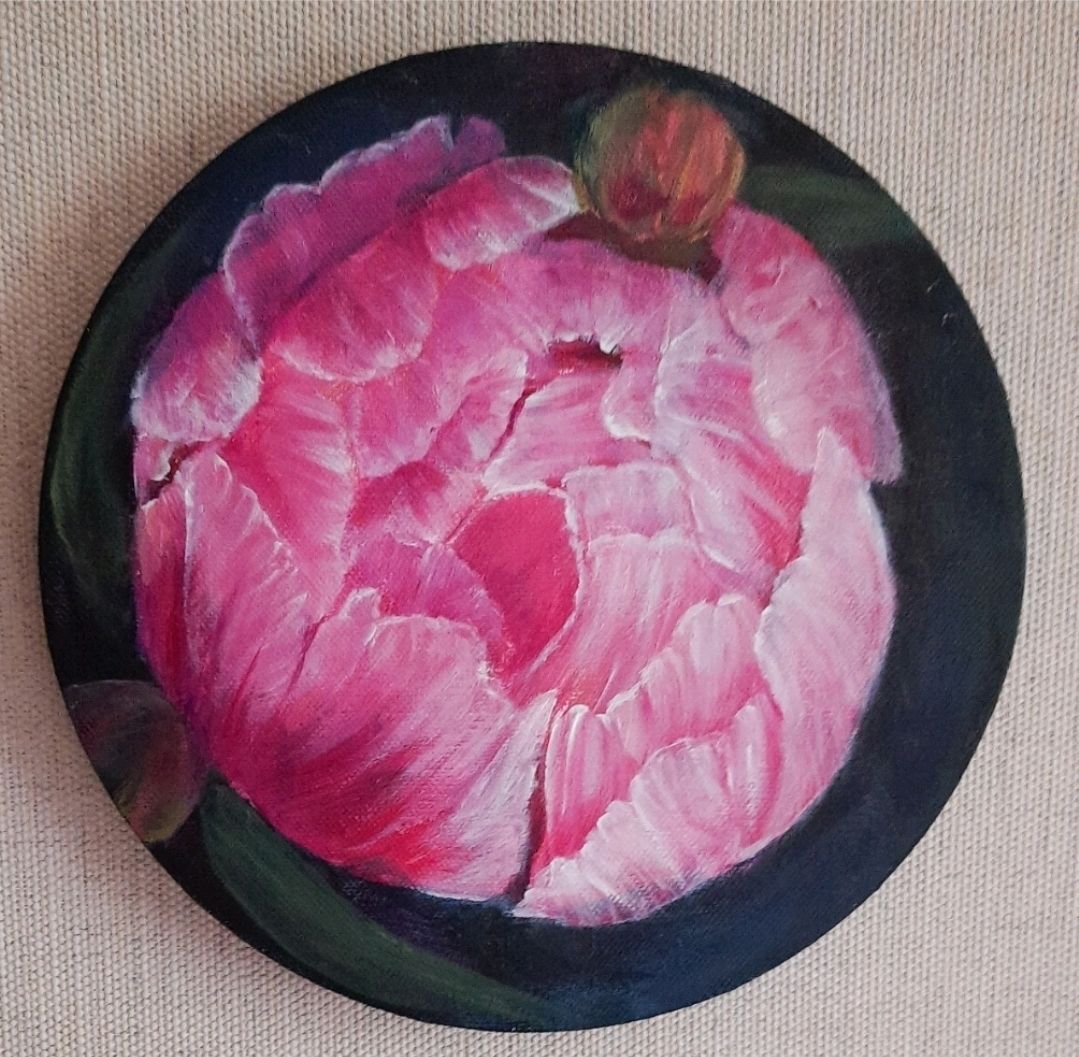 Картина Первый пион Картины акрилом на холсте Картина с цветами пионы в ...