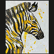 Картины и панно handmade. Livemaster - original item Interior oil painting. the picture Zebra. Handmade.