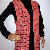 Одежда handmade. Livemaster - original item Knitted long lacy vest "Colorful Agatha". Handmade.