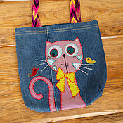 Сумки и аксессуары handmade. Livemaster - original item Bag shopper "Rose Cat " for children. Handmade.