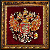 Картины и панно handmade. Livemaster - original item The Russian coat of arms large amber 63h63 cm. Handmade.