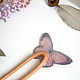 Шпилька для волос деревянная из бука с бежевой бабочкой Смола. Шпилька. Анастасия и Карина. Ярмарка Мастеров.  Фото №6