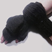 Аксессуары handmade. Livemaster - original item Men`s knitted mittens-transformers Black. Handmade.