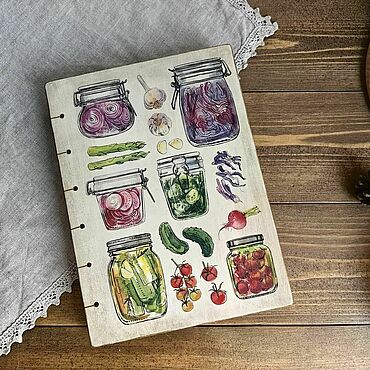Канцелярские товары ручной работы. Ярмарка Мастеров - ручная работа Книга рецептов Кулинарная книга А5  Овощная 2.0 Кантри Ретро. Handmade.