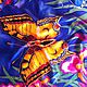 Batik silk Scarf Women's shawl Buy batik Handmade Hand painted Butterflies swallowtail chocolate Blue Irises Gift for any occasion Gift girl Gift woman Scarf Beautiful swallowtail
