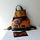 NOVELTY Cover as a gift.Leather backpack with painting, Backpacks, Noginsk,  Фото №1