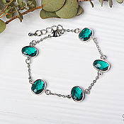 Украшения handmade. Livemaster - original item Tiffany bracelet with clear turquoise crystals. Handmade.