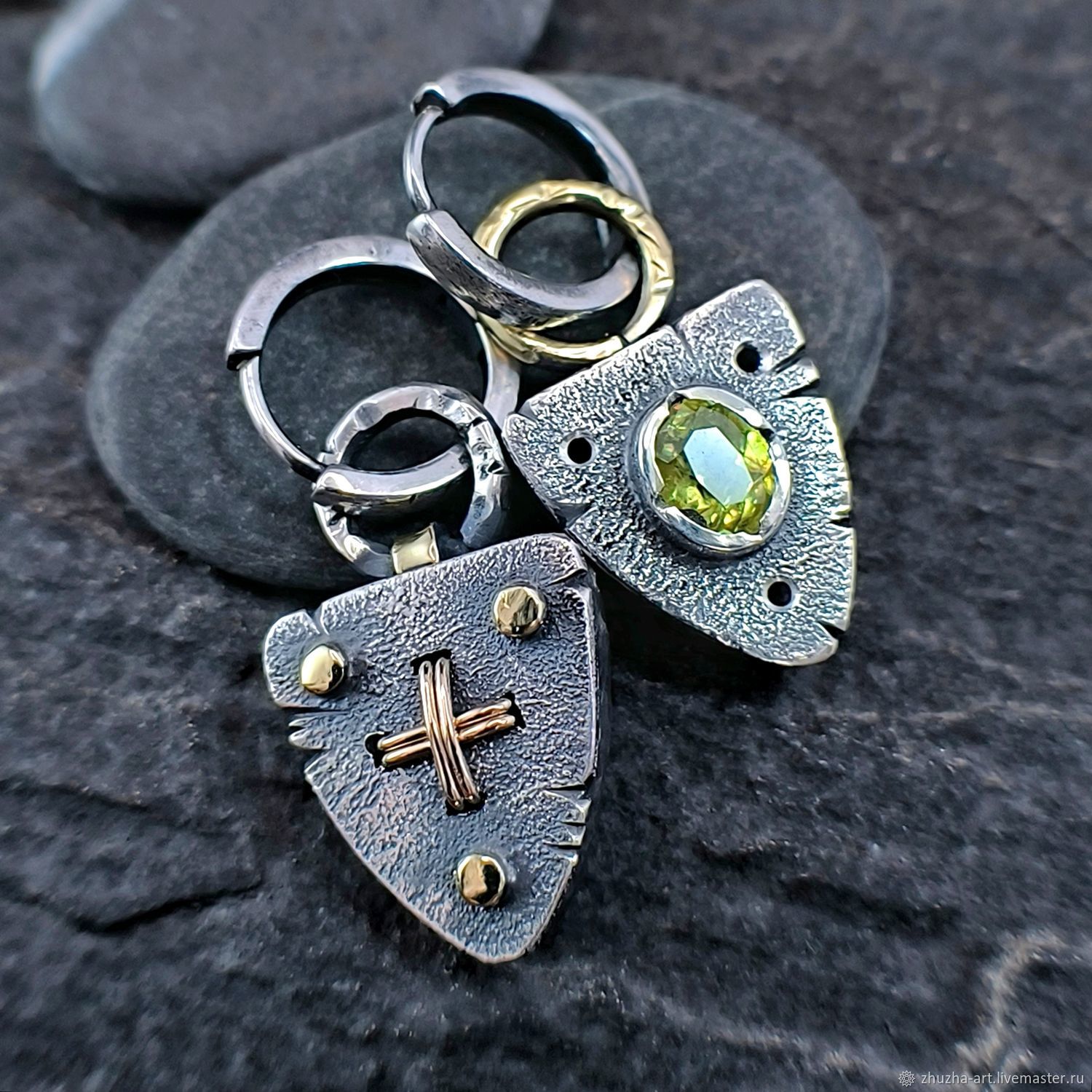 Серьги с титанитом и голдфилдом – заказать на Ярмарке Мастеров ...
