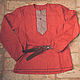 Рубаха мужская красного льна, Народные рубахи, Астрахань,  Фото №1