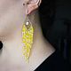 Long yellow beaded earrings with fringe. Earrings. Handmade by Svetlana Sin. My Livemaster. Фото №5