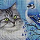 Order Set of embroidery beads ' CAT AND BLUE BIRD'. Beaded embroidery from Laura. Livemaster. . Embroidery kits Фото №3