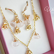 Украшения handmade. Livemaster - original item Bracelet and earrings rose quartz, roses gold. Handmade.