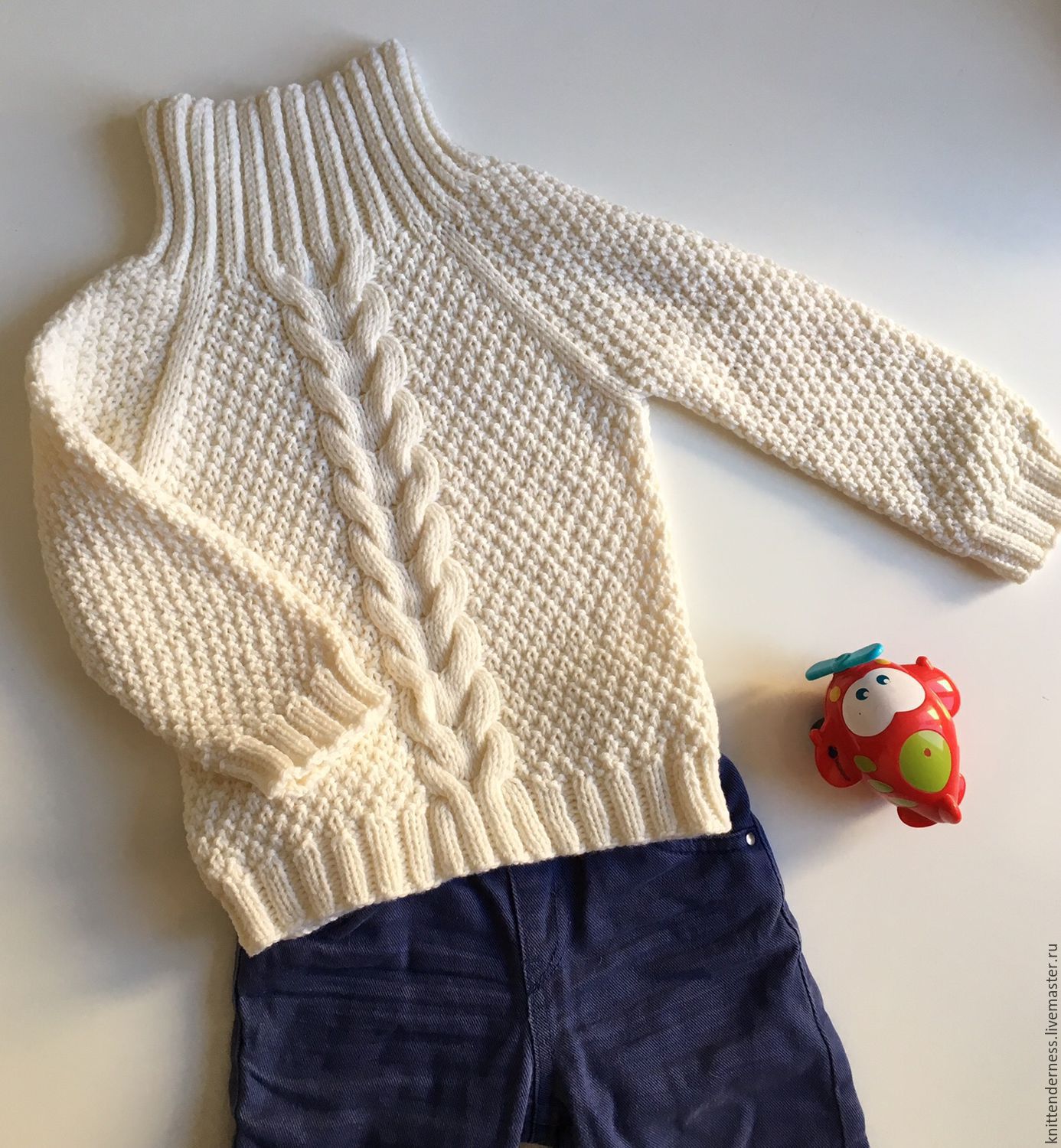 Купить Свитер Сливочный - белый, свитер, свитер спицами, свитер с ...