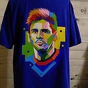 Одежда handmade. Livemaster - original item Print t-shirt with print Messi football player hand painted. Handmade.